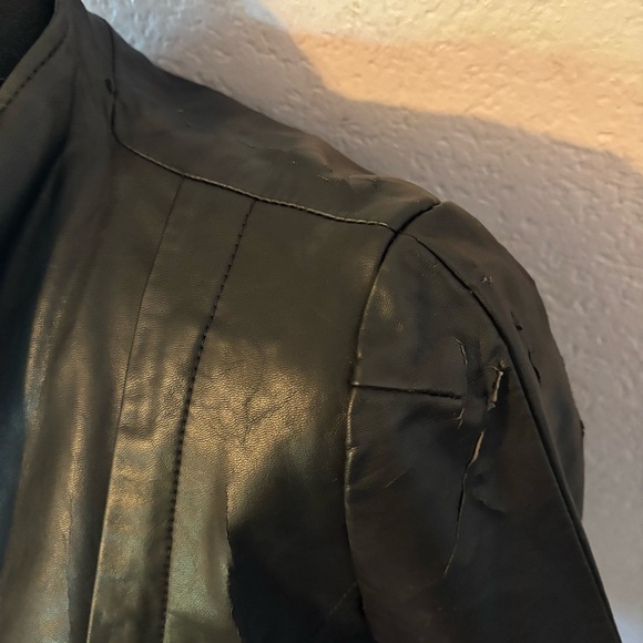 Womens black distressed jacket flawed size small - Picture 4 of 9